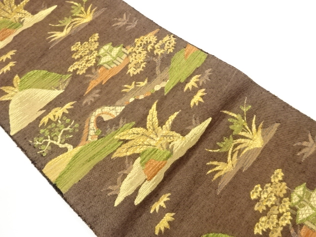 JAPANESE KIMONO / TSUMUGI ABSTRACT MOUNTAIN RANGE / BRIDGE / HUT PATTE